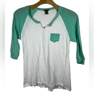 Rue21 Ladies' Relaxed Fit 3/4 Sleeve Baseball Tee